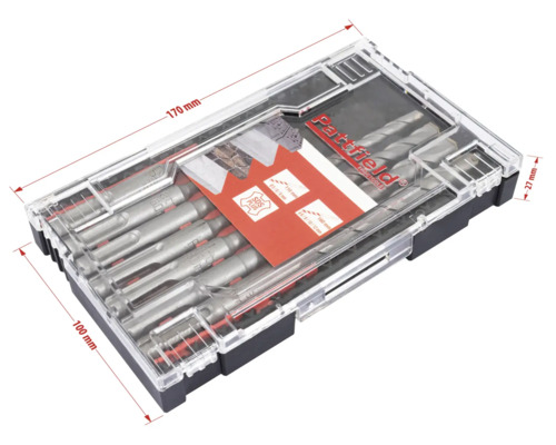 Sada vrtákov v priehľadnom plastovom obale s údajmi o veľkosti