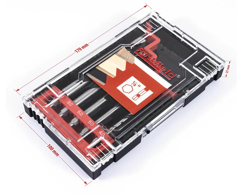 Sada šesťhranných bitov Parttfield s rozmermi 170 mm x 100 mm x 27 mm