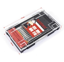 Sada pílových listov Pattfield v priehľadnej krabičke s rozmermi 170 mm x 100 mm x 27 mm