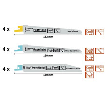 Sada pílových listov Pattfield na drevo a kov, rôzne veľkosti, 12 kusov