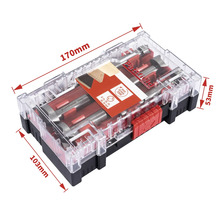 Sada Forstnerových vrtákov Pattfield s rôznymi veľkosťami v priehľadnej krabičke s rozmermi