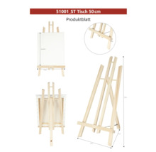 Drevený stolový maliarsky stojan s rozmermi maximálne 44 x 27,5 x 2,6 x 27 x 50 centimetrov