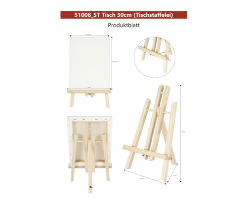 Drevený stolový stojan s plátnom a rozmermi