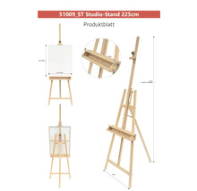 Drevený ateliérový stojan s nastaviteľnou výškou.