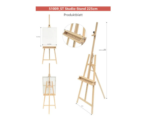 Drevený ateliérový stojan s nastaviteľnou výškou.