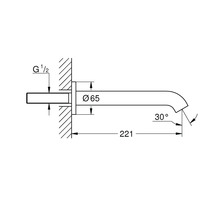 Technický nákres vodovodnej batérie s rozmermi