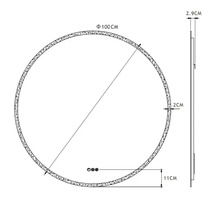 Technický nákres okrúhleho zrkadla s priemerom 100 centimetrov a hrúbkou 2,9 centimetrov