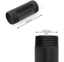 Čierna rúrková vsuvka s priemerom 25 mm a dĺžkou 60 mm