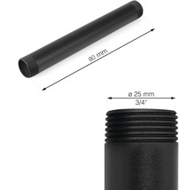 Čierna trubica lampy s rozmermi 80 mm dĺžka a 25 mm priemer