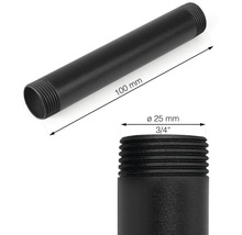 Čierna závitová rúrka s dĺžkou 100 mm a priemerom 25 mm (3/4 palca)