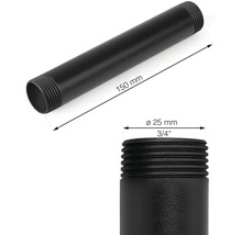 Čierna rúrka s priemerom 25 mm a dĺžkou 150 mm