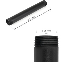 Čierna oceľová rúrka s priemerom 25 mm a dĺžkou 200 mm