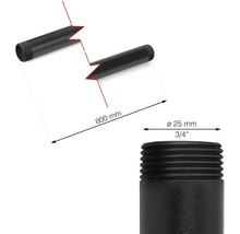 Obrázok zemného hrotu s rozmermi 800 mm dĺžky a 25 mm priemeru