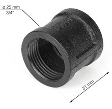 Redukcia z čiernej temperovanej liatiny s priemerom 25 mm