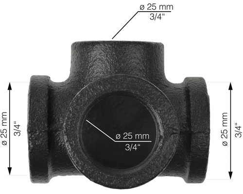 T-kus z liatiny, priemer 25 mm