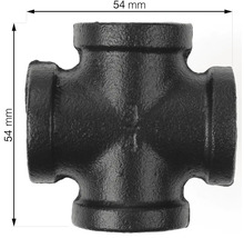 Čierna tvarovka z temperovanej liatiny krížovej tvarovky s veľkosťou 54 mm.