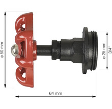 Kovový ventilový kohút s priemerom 25 milimetrov (3/4 palca) a výškou 50 milimetrov