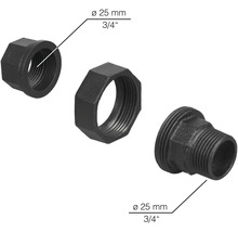 Šróbenie z temperovanej liatiny s priemerom 25 mm a palcovým závitom 3/4