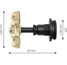 Mosadzný uzatvárací ventil s rozmermi 50, 25 a 64 milimetrov