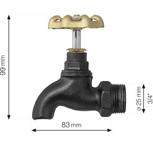 Vodovodný kohútik s rozmermi 99 mm výška a 83 mm výtok