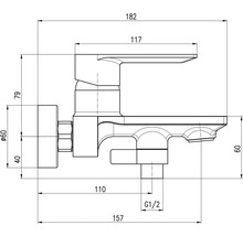 Technický nákres armatúry s rozmermi