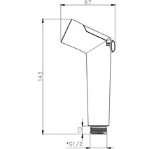 Technický nákres ručnej sprchy s rozmermi