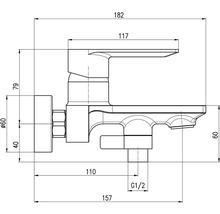 Technický nákres batérie s rozmermi.
