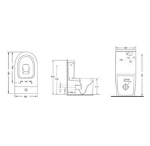 Technický nákres stojaceho WC s rozmermi