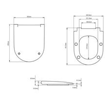 Technický nákres WC sedadla s rozmermi