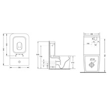 Technický nákres stojaceho WC s rozmermi