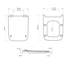 Technický nákres WC sedadla s rozmermi