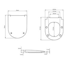 Technický výkres WC sedadla s rozmermi