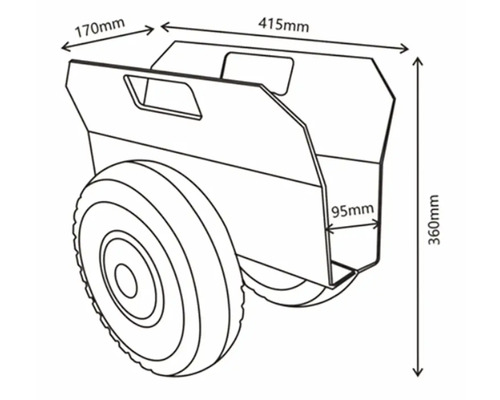 Technický nákres kolieska s rozmermi