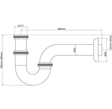 Technický výkres sifónu s rozmermi