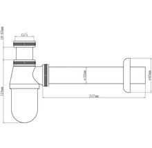 Technický nákres sifónu s rozmermi