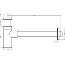 Technický výkres sifónu s rozmermi