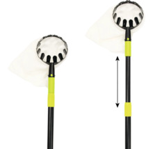 Dva pohľady na zberač ovocia s teleskopickou tyčou a zberným vakom