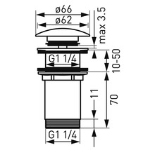 Technický nákres ventilu s rozmermi