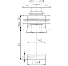 Technický nákres výpustného ventilu s rozmermi