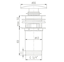 Technický nákres ventilu s rozmermi