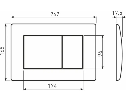Technický nákres ovládacej dosky s rozmermi