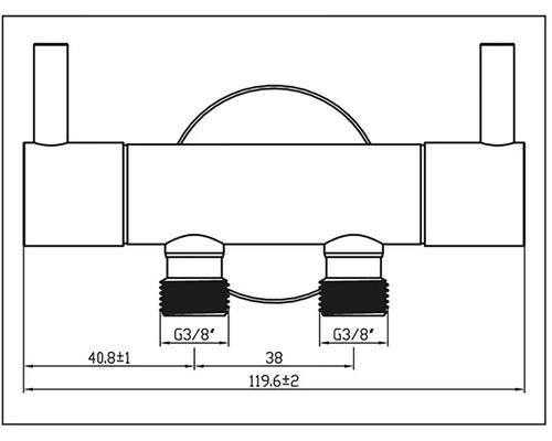 Technický výkres armatúry s rozmermi