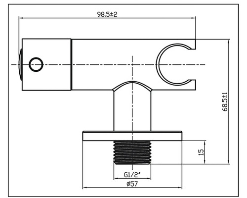 Technický nákres sprchovej tyče s rozmermi