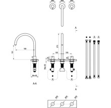 Technický výkres armatúry s rozmermi