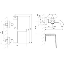 Technický nákres armatúry s rozmermi
