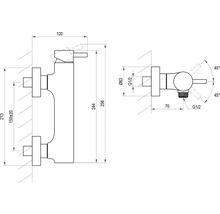Technický výkres armatúry s rozmermi