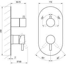 Technický výkres podomietkovej batérie s rozmermi