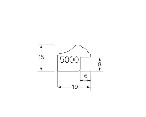 Technický nákres ozdobného profilu s rozmermi.