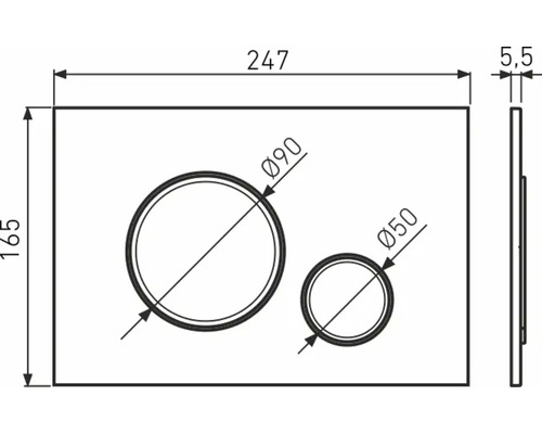 Technický nákres ovládacieho panela s rozmermi