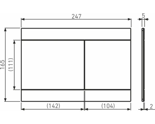 Technický nákres obdĺžnikového nábytkového prvku s rozmermi